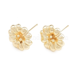 女性のための真鍮のスタッドピアス  花  18KGP本金メッキ  17.5x17mm&nbsp;KK-CBA866A-09G