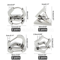 8 пара серег-колец Huggie Hoop из нержавеющей стали 304 в 4 стилях STAS-UN0021-60P