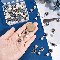 Круглые подвески из абс-пластика с имитацией жемчуга и фурнитура в тибетском стиле FIND-PH0008-82