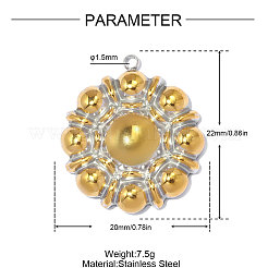 Pendentifs bicolores en acier inoxydable 304&nbsp;STAS-OY012-80G
