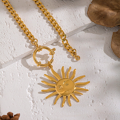 Женские ожерелья с подвеской в виде улыбающегося лица и солнца из нержавеющей стали 304 в европейском стиле&nbsp;YY1418