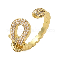 Anelli di polsino in zircone chiaro con micro pavè di ottone&nbsp;RJEW-U037-01G
