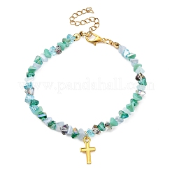 Bracciali con ciondoli incrociati in lega&nbsp;BJEW-JB12323-02