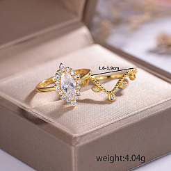 Кольца из латуни с микропаве из кубического циркония для женщин&nbsp;UG6552-1