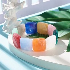 Акриловый имитация драгоценного камня квадратный браслет из бисера для женщин BJEW-JB07632