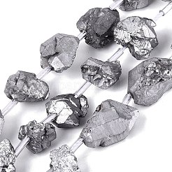Perles et fils d'améthyste naturelle brute plaqués par électrolyse&nbsp;G-Q610-06E