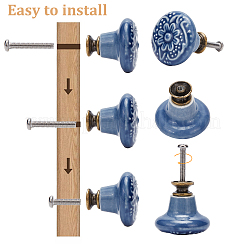 18 шт. двухцветные круглые рельефные фарфоровые ручки для ящиков DIY-CP0007-41