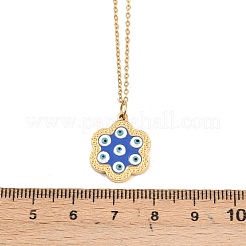 Женские кулоны-цветы с синей эмалью из нержавеющей стали 304&nbsp;NJEW-A064-02G