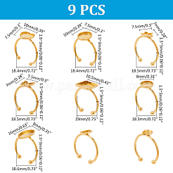 9 Stück 9 Stile 304 Edelstahl offene Manschette Ring Zubehörse&nbsp;STAS-AR0002-20