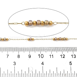 Цепи ручной работы из нержавеющей стали 304 и стеклянных бусин CHS-L031-01G-03