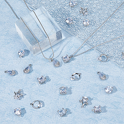 30 Stück 5 Stile Legierung Zirkonia Anhänger&nbsp;ZIRC-FH0001-48