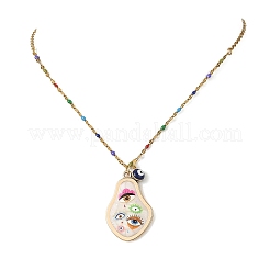 Collana da donna con ciondolo a forma di pera in lega stampata smaltata e ottone smaltato con occhio di Allah&nbsp;NJEW-JN06361