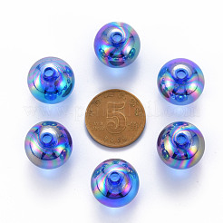 透明なアクリルビーズ  ABカラーメッキ  ラウンド  藤紫色  16x15mm  穴：2.8mm  約220個/500g&nbsp;MACR-S370-B16mm-751