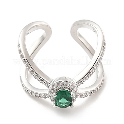 Кольца-манжеты из латуни с микропаве из кубического циркония&nbsp;RJEW-E064-20