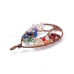 7 chakra larme pierre naturelle mélangée fil de cuivre enveloppé puce gros pendentifs&nbsp;G-E195-11R-02