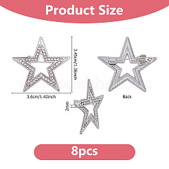 8 pièce de strass en alliage étoile pour revers de sac à dos et vêtements&nbsp;JEWB-DC0001-35P