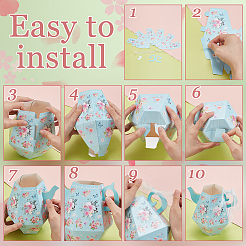 12 шт. 4-цветные бумажные коробки для цветов в форме чайного горшка для украшения центра CON-WH0086-181