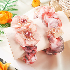 2 шт. 2 стиля шикарная однотонная французская атласная резинка для волос с косичками для элегантных причесок&nbsp;OHAR-TA0001-09