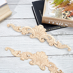 Artisanat d'applique onlay sculpté en bois massif naturel&nbsp;WOOD-FH0001-37