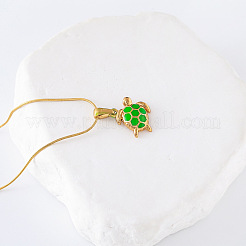 3 шт. ожерелье из нержавеющей стали с лаймово-зеленой эмалью и подвеской в виде морской черепахи FE9863