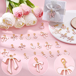 30 pz 6 stili di decorazioni pendenti in lega smaltata rosa&nbsp;HJEW-BM00017