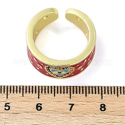 Кольца-манжеты из латуни с микропаве из кубического циркония и эмалью для женщин RJEW-L113-019G-02