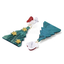 Glitzerhut Weihnachtsbaum Acryl Ohrstecker&nbsp;EJEW-L203-12C