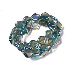 電気メッキガラスビーズセット  フル虹メッキ  菱形  グリーン  18x15.5x5mm  穴：1.2mm  約35~37個/連  24.80~25.98インチ（63~66cm）&nbsp;EGLA-L032-FR03