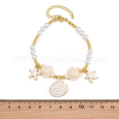 Braccialetti da donna con ciondoli a forma di stella marina in ottone smaltato&nbsp;KK-CBA68DA-16G-02