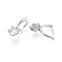 Серьги-кольца в форме цветка с микропаве из прозрачных кубических цирконий из латуни EJEW-T048-29P