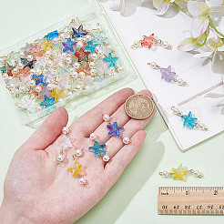 50 шт. градиентная краска для выпечки прозрачное стекло морская звезда и абс пластик имитация жемчуга соединительные подвески&nbsp;PALLOY-AR00033