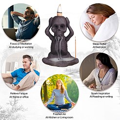 Керамический череп курильница с обратным потоком дым водопад держатель для благовоний&nbsp;JX841A