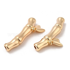 真鍮ビーズ  ニッケルフリー  竹  18KGP本金メッキ  17.5x24.5x5mm  穴：1.8mm&nbsp;KK-C028-32G