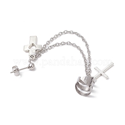 Ohrstecker mit Kreuz aus Legierung&nbsp;EJEW-JE06242-01