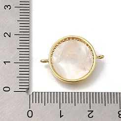 Ciondolo connettore rotondo piatto in ottone micro pavé di zirconi cubici trasparenti di san benedetto&nbsp;X-KK-R002-29G
