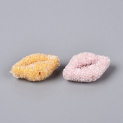不透明なアクリルビーズ  リップ  ラインストーン付き  ミックスカラー  17.5x27~27.5x10.5mm  穴：1.6mm&nbsp;OACR-Q201-02