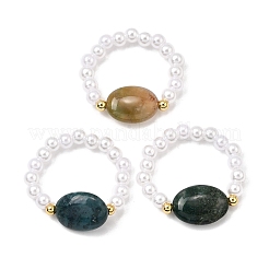 Кольца-растяжки из натурального индийского агата для женщин&nbsp;RJEW-JR00911