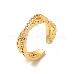 Открытое кольцо-манжета с кубическим цирконием крест-накрест RJEW-A015-05G