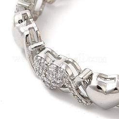 Браслет-цепочка с сердечком из кубического циркония BJEW-M296-05P