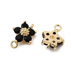 Messing Pavé Zirkonia Blumen Glieder Verbinder Charms&nbsp;KK-H089-34G-03