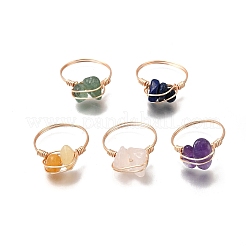 Кольца с бусинами из натуральных драгоценных камней RJEW-TA00216-01