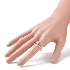 Anello polsino rotante con perline rotonde in ottone&nbsp;RJEW-JR00506-02