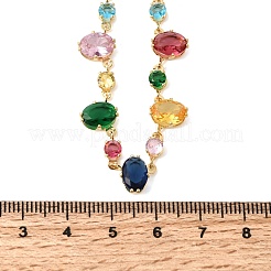 Messing pflastern bunte Zirkonia geometrische Link Kette Halsketten&nbsp;NJEW-C111-03B