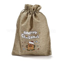 Weihnachtsbedruckte Sackleinen-Verpackungsbeutel mit Kordelzug&nbsp;ABAG-Q053-02B-06