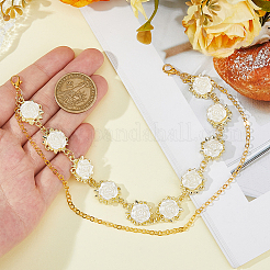 Сплав с пластиковым жемчугом и латунными цепочками для ремней безопасности&nbsp;HJEW-HS00060