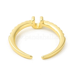 Bague de manchette ouverte avec lettre initiale en zircone cubique transparente&nbsp;RJEW-H120-09G-U