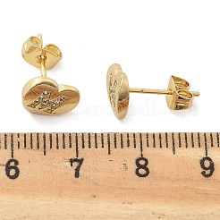 Серьги-гвоздики из латуни с микропаве из прозрачного кубического циркония EJEW-K299-01G-M