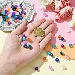 80шт 8 цвета круглые бусины из смолы с имитацией кошачьего глаза RESI-YW0001-81