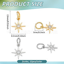 24 шт. 2-х цветные латунные подвески с кубическим цирконием PALLOY-BC00005