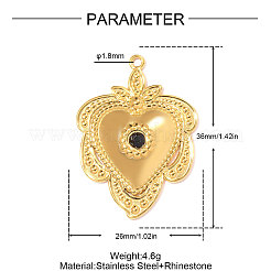 Подвески из нержавеющей стали 304 со стразами&nbsp;STAS-OY011-77G